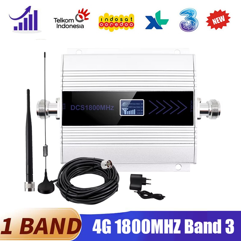 Fullset 1800MHZ Booster GSM 1800 2g 4g LTE Sinyal HP Repeater Booster Penguat Sinyal 4G Modem EDC