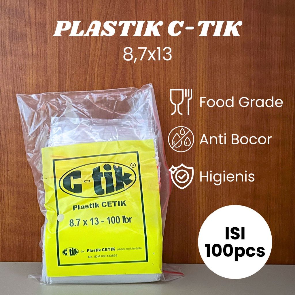 (Grosir) Plastik Klip 8.7 x 13  Bening Zip Lock C-TIK Isi 100 Lembar Wadah Obat Kemasan Snack