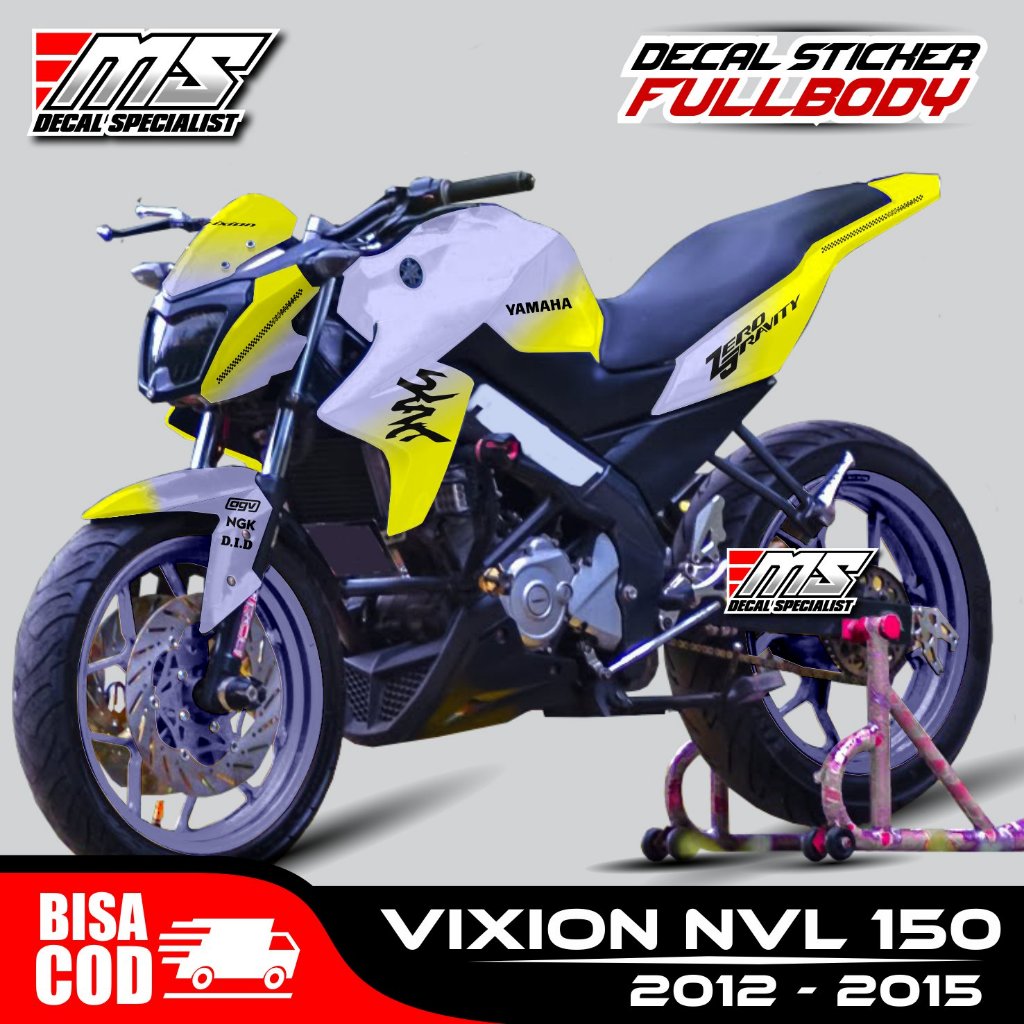 Decal stiker new Vixion NVL 150 2012-2015 full body motif Bunglon kuning