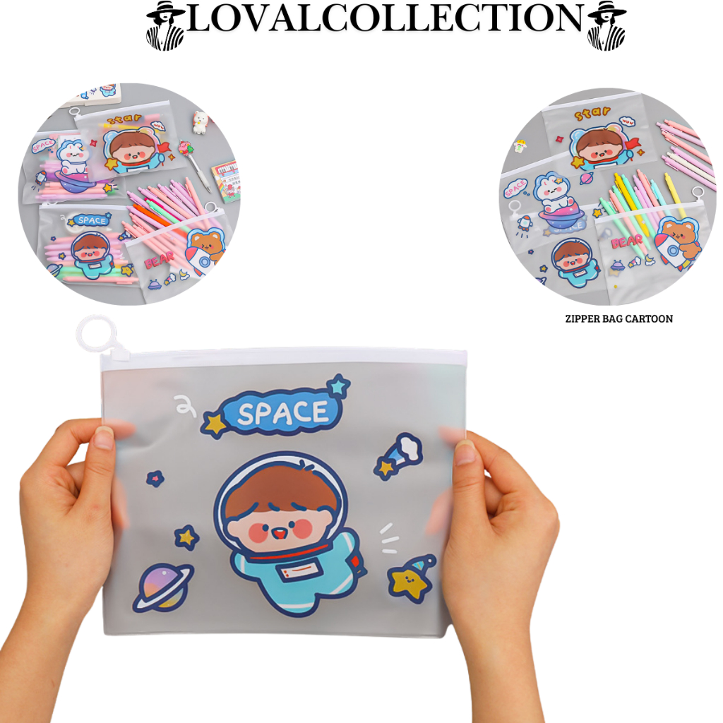 

LC ZIPPER BAG CARTOON H623 POUCH TEMPAT PENSIL TAS POUCH KOSMETIK TRANPARAN POUCH ZIP LOCK KOSMETIK