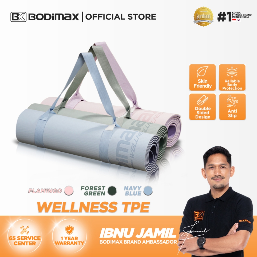 BODIMAX WELLNESS TPE Yoga Mat 8mm Matras Alas Anti Slip Tebal