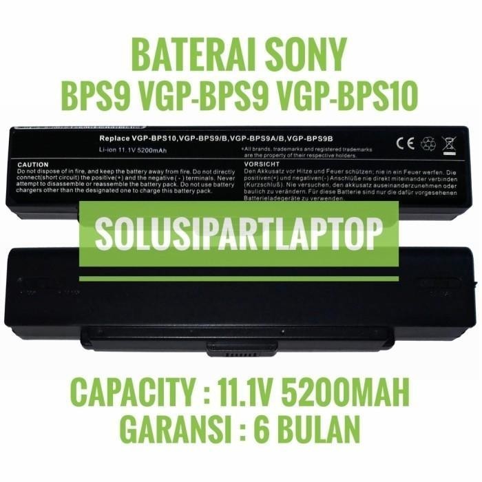 Baterai Sony Vaio VGP-BPL9, VGP-BPS9/S, BPS9A, VGP-BPS9 SILVER