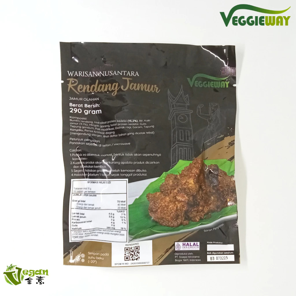 

Rendang Padang Vegetaraian Vegan Friendly tanpa bawang praktis tinggal dipanaskan cocok segala usia