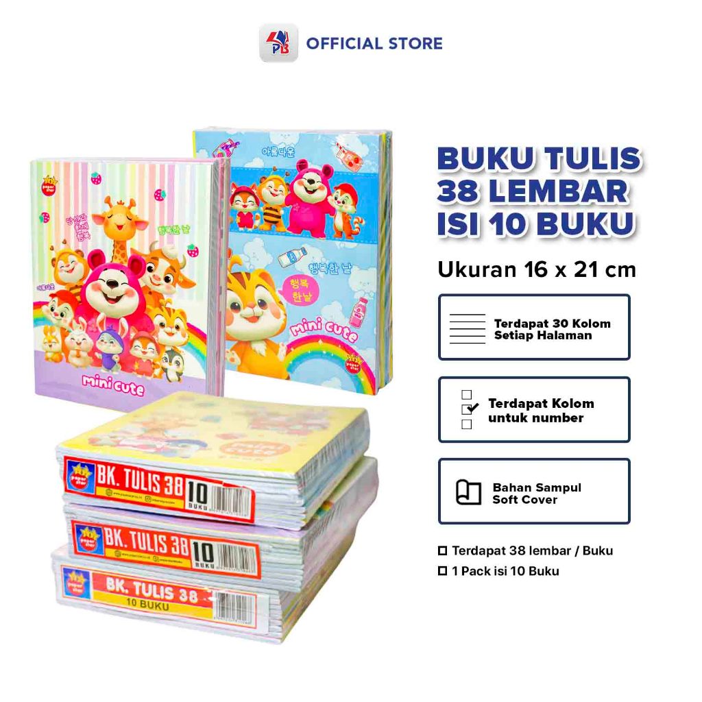 

Buku Tulis 38 lembar / Buku Tulis 38 Lembar (Paper Star) 1 pack Isi 10 Buku / PBNB