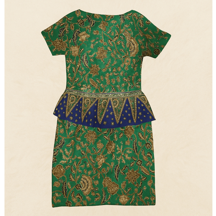 PRELOVED DRESS BATIK HIJAU / DRESS BATIK PENDEK DRESS BATIK SPAN