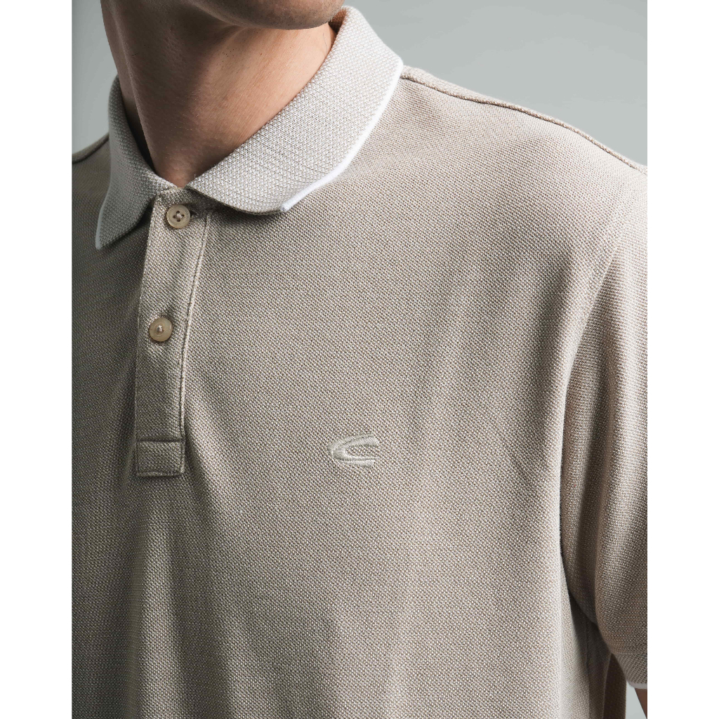 camel active Men's Jacquard Twist Polo Shirt CVC