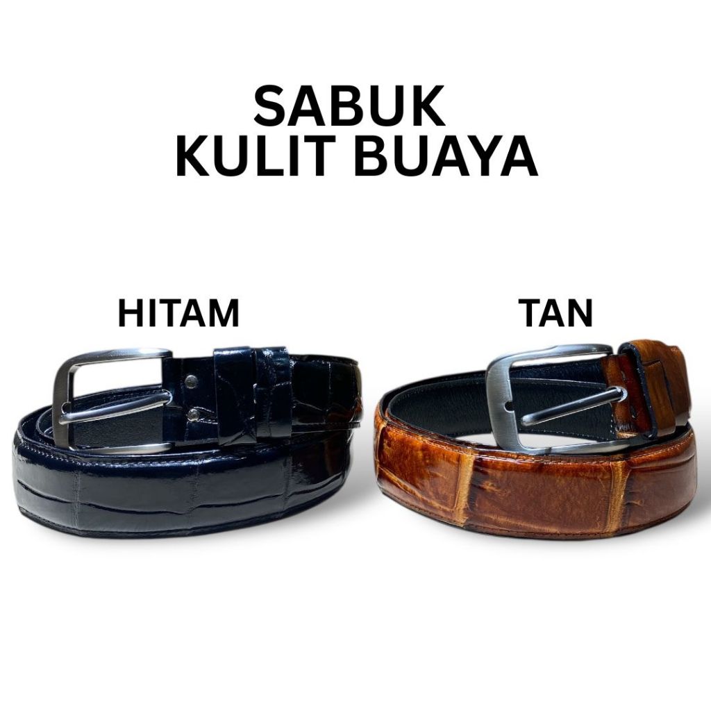 SABUK PRIA KULIT BUAYA - IKAT PINGGANG UNISEX KULIT BUAYA - IKAT PINGGANG KULIT BUAYA HITAM COKLAT