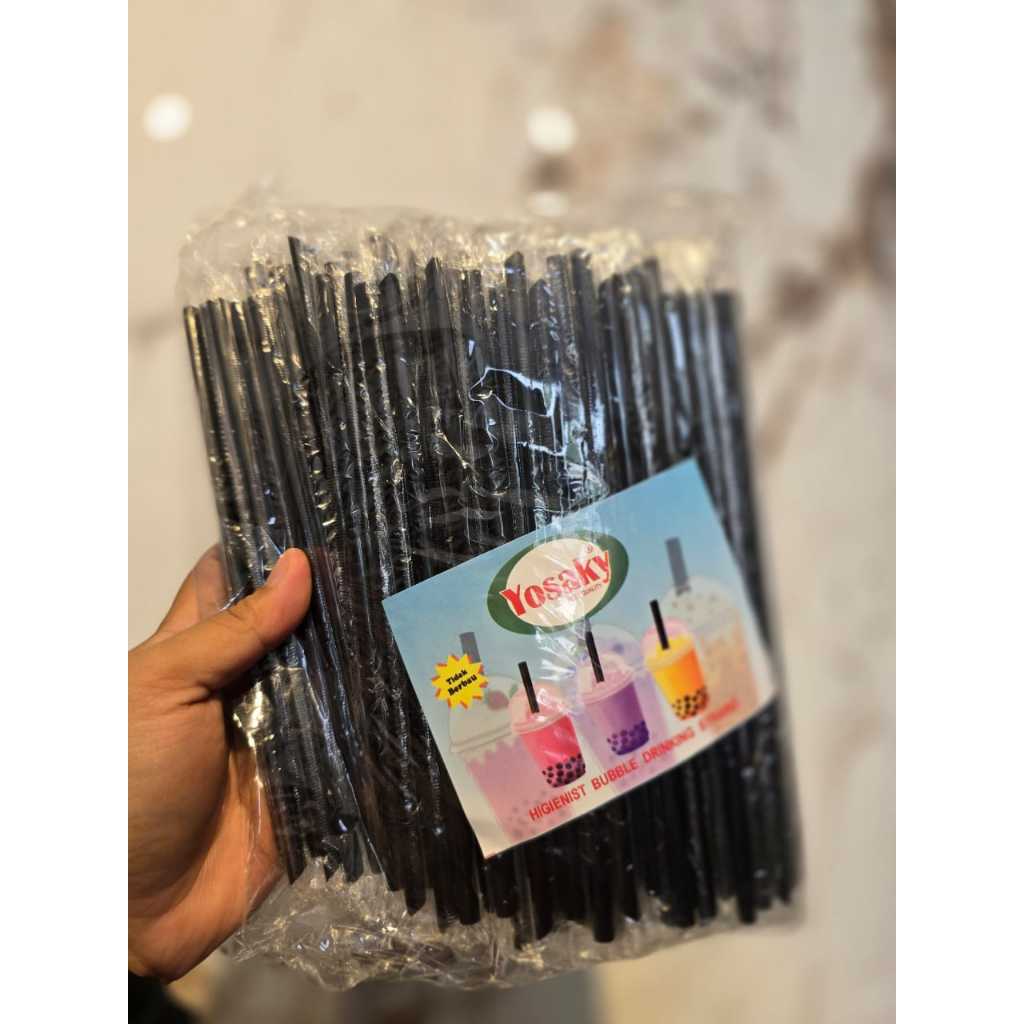 Sedotan Plastik Steril Hitam / Sedotan Plastik Higienis / Sedotan Plastik 6mm x 20cm / Sedotan Hitam