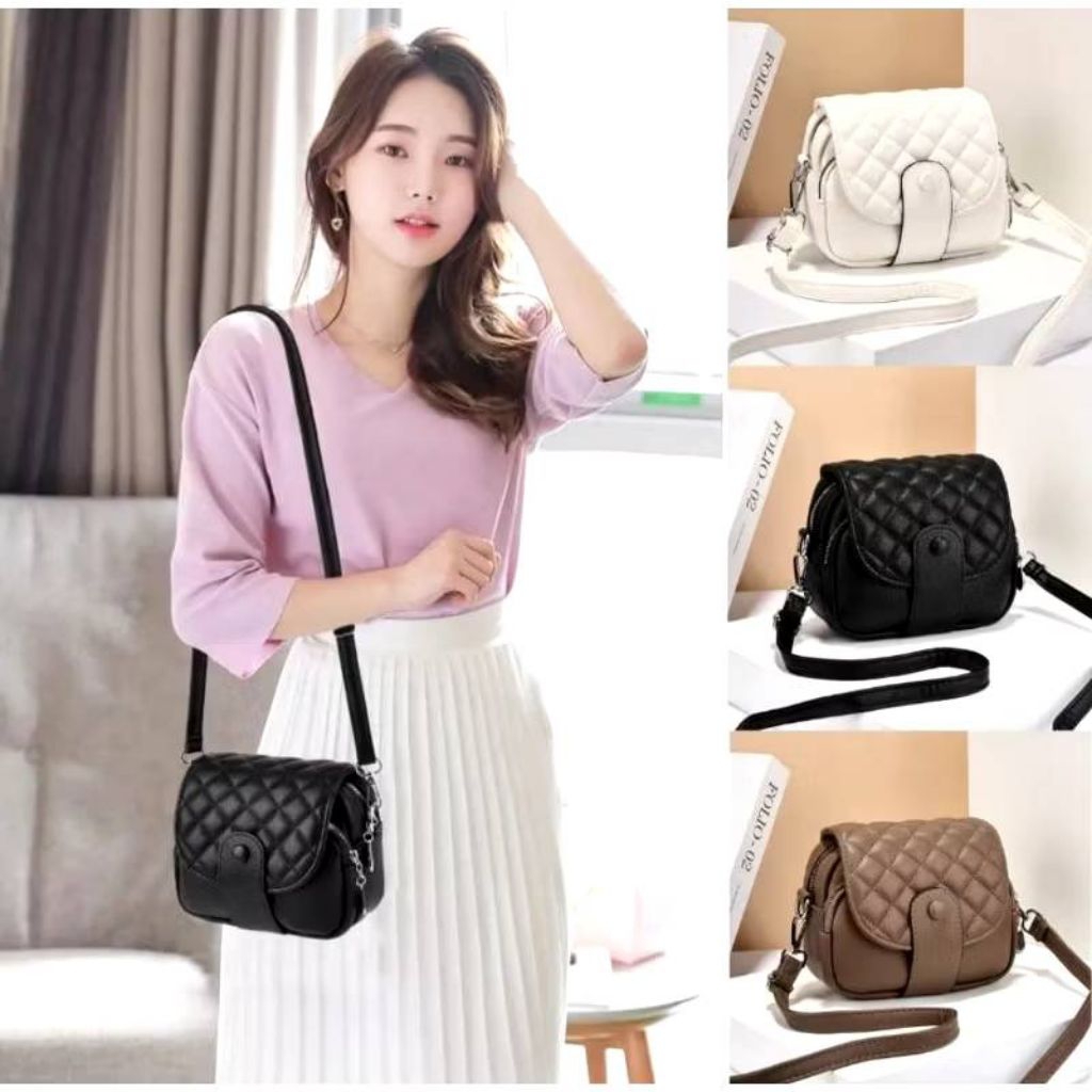 Tas selempang wanita import kulit hitam  tas selempang mini wanita remaja handbag wanita korean styl