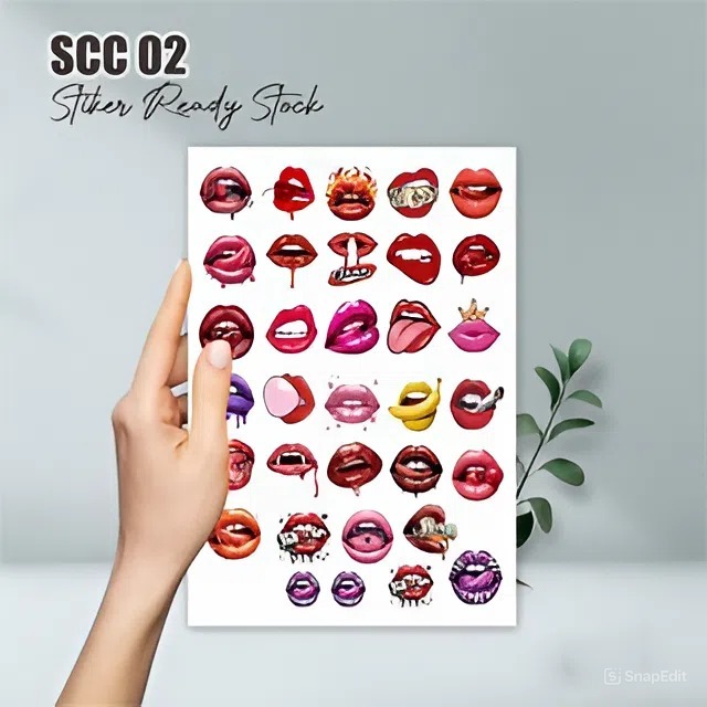 

[10 PCS] Sticker SCC 05 Aesthetics Vinyl Theme Lips Label - Stiker Vinyl Ready Stock