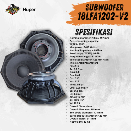 18LFA1202-V2 SPEAKER SUBWOOFER BARCLAY HUPER