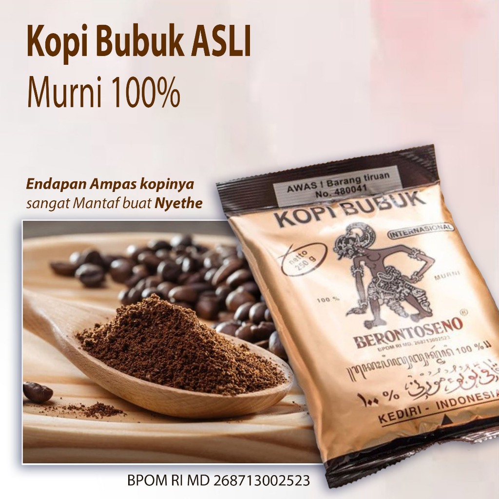 

Best Seller Kopi Asli kopi bubuk asli murni 100% nikmati kopi panasnya endapan ampasnya sangat cocok buat nyethe atau cethe Kopi Berontoseno Kondang terkenal dengan kopi Murninya sejak dahulu kala