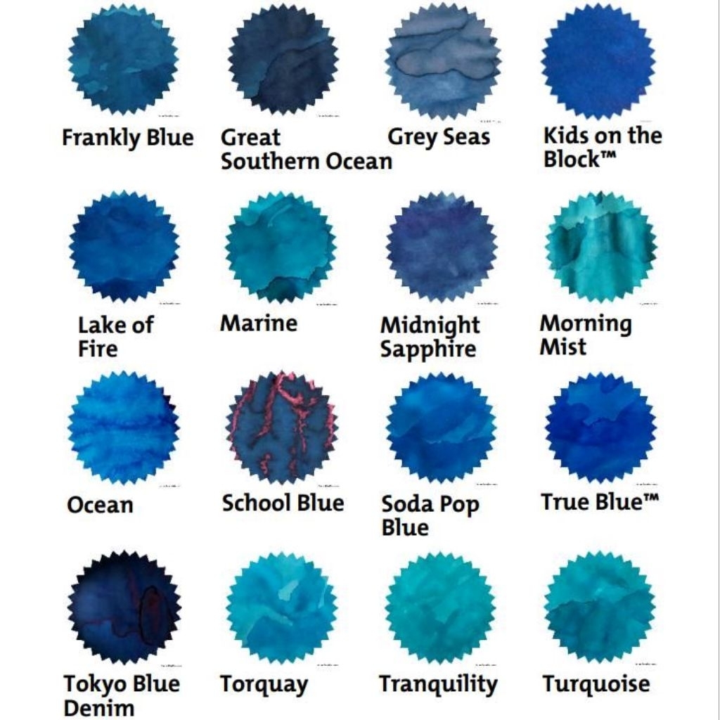 

Robert Oster Signature 50ml Fountain Pen Ink, Blue and Teals