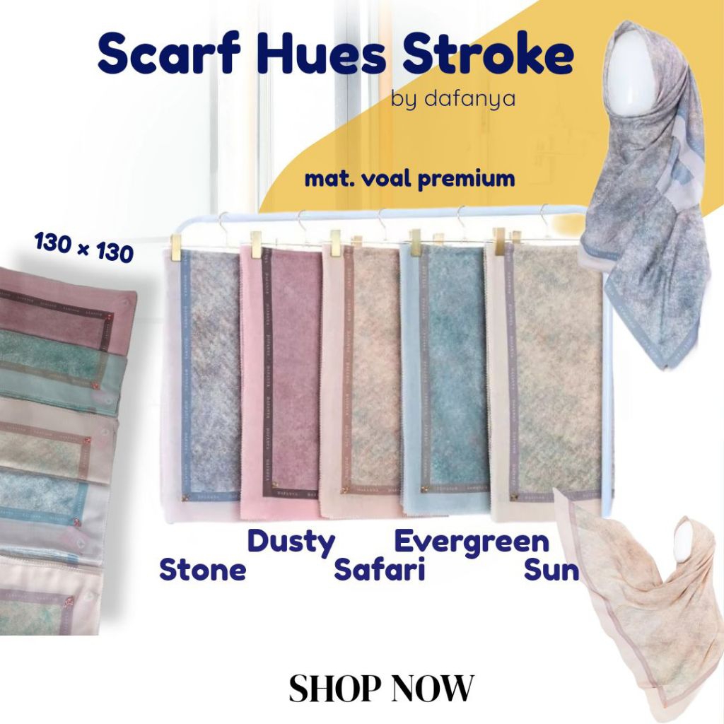 Hues Stroke Scarf Syar'i | Jilbab Motif | Jilbab Syar'i