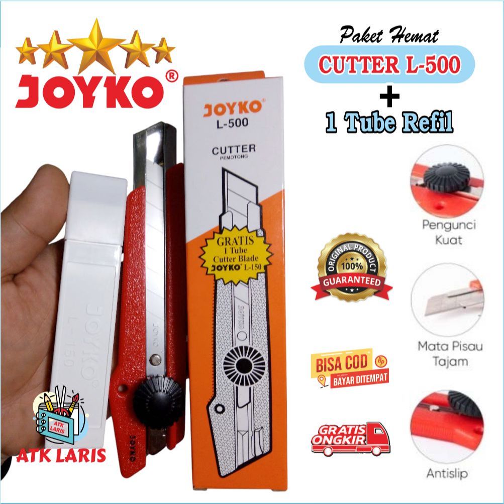 

PAKET CUTTER + REFIL ISI JOYKO L-500 CUTTER JOYKO L-500 CUTER BESAR (18 Mm Blade)