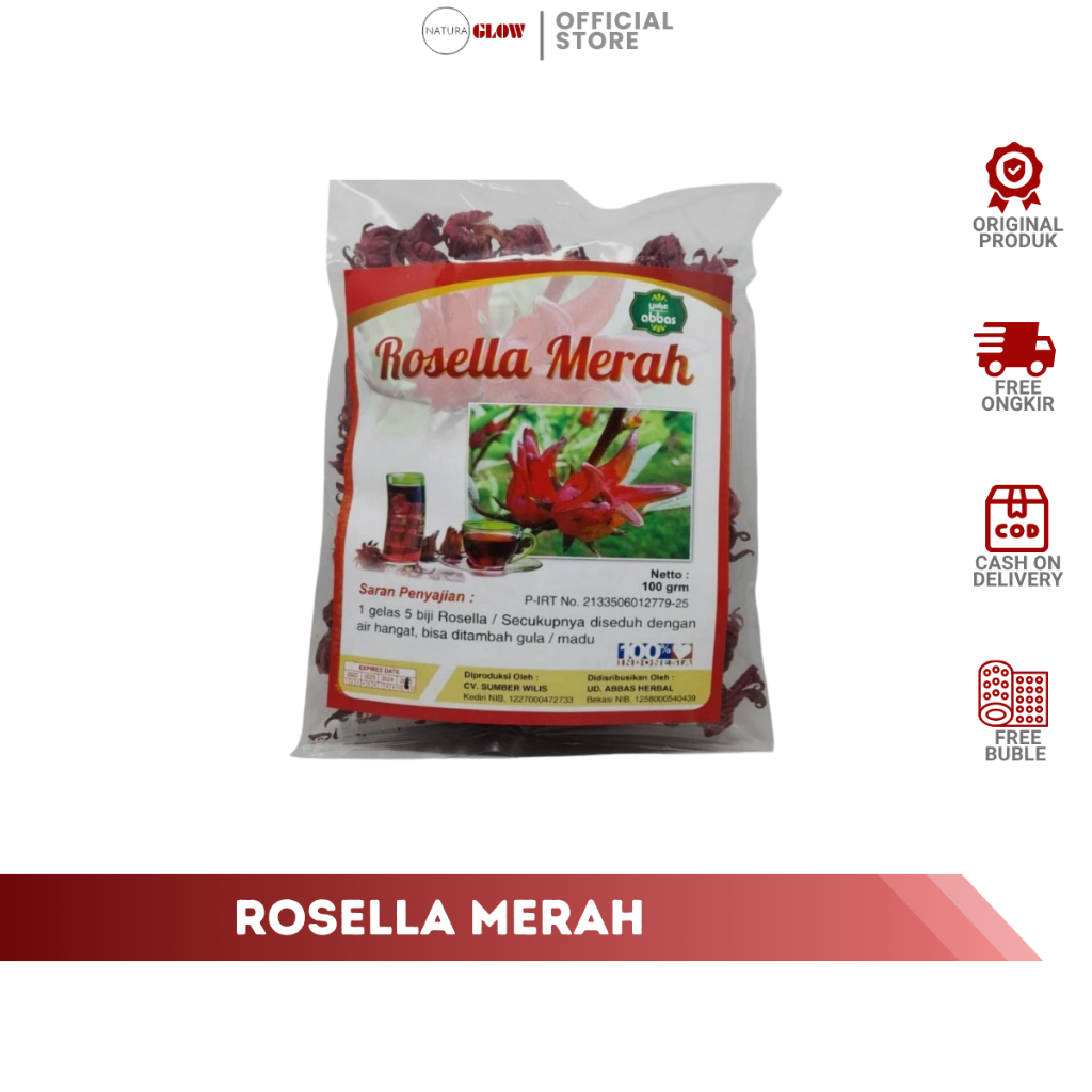 

TEH HERBAL ROSELLA MERAH – isi 100gr bunga rosella kering | kaya manfaat | untuk imun, jantung & detoks tubuh | warna merah alami | bisa COD
