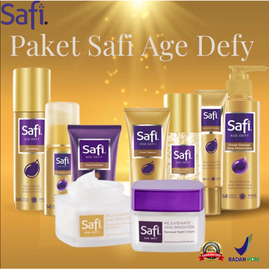 Safi Age Defy Paket Skin Care Anti-Aging Emas Murni Mencerahkan Menghilangkan Flek Hitam