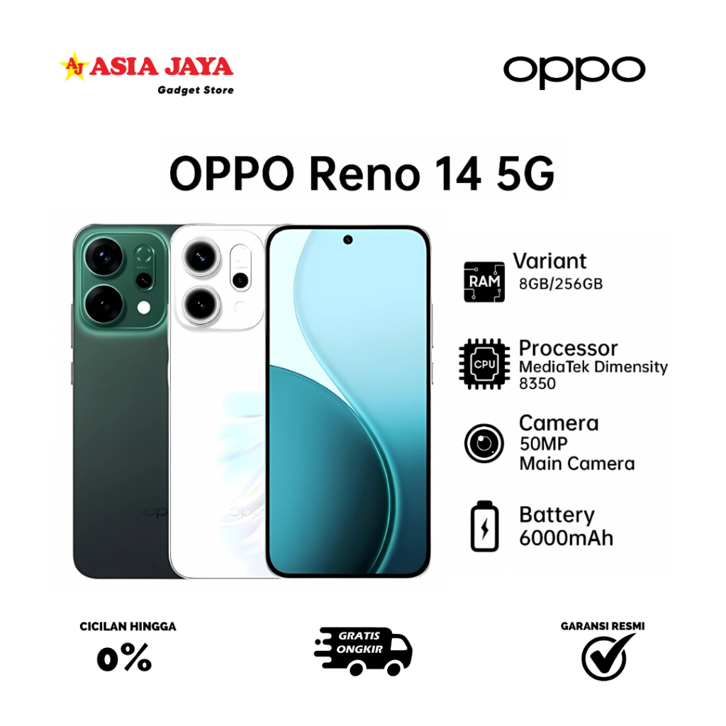 [Ex Display] OPPO Reno 14 5G Ram 12/512GB Dimensity 8350 AMOLED 1200nits 120Hz 50MP Wide OIS 6000mAh
