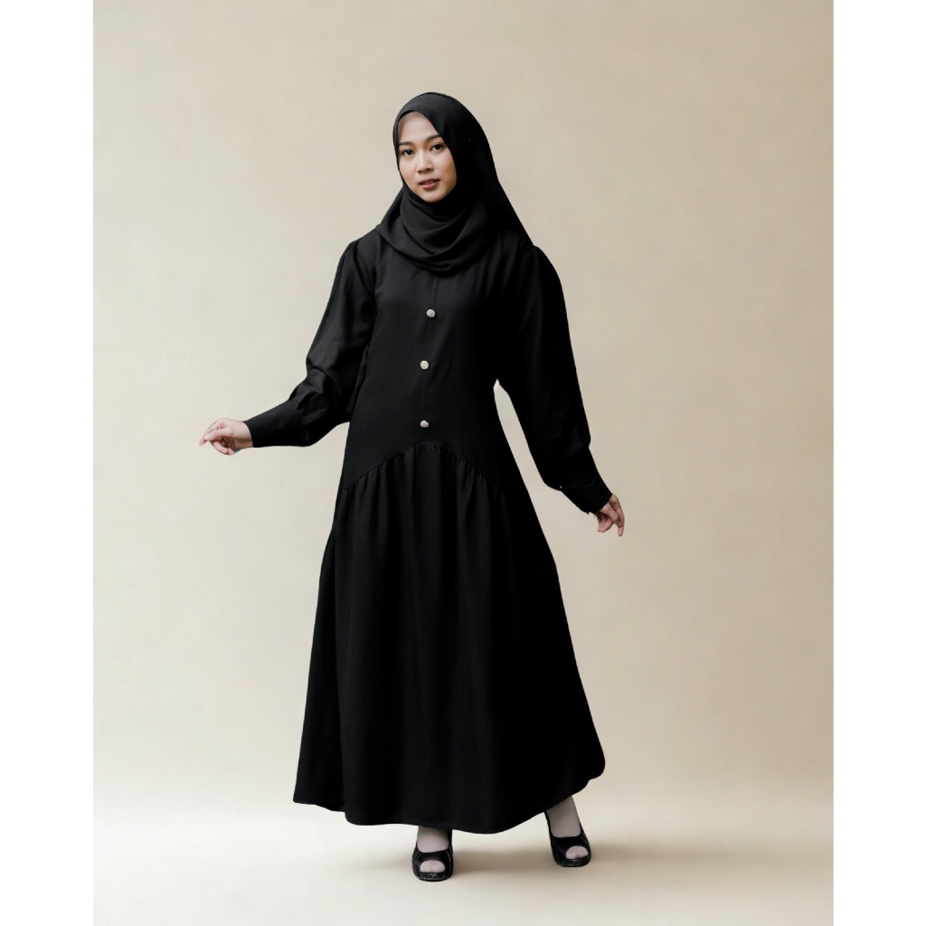 Medina Kalila Series - Gamis Wanita Muslim Polos Jumbo Basic Dress Korea Gamis Malaysia Elegant