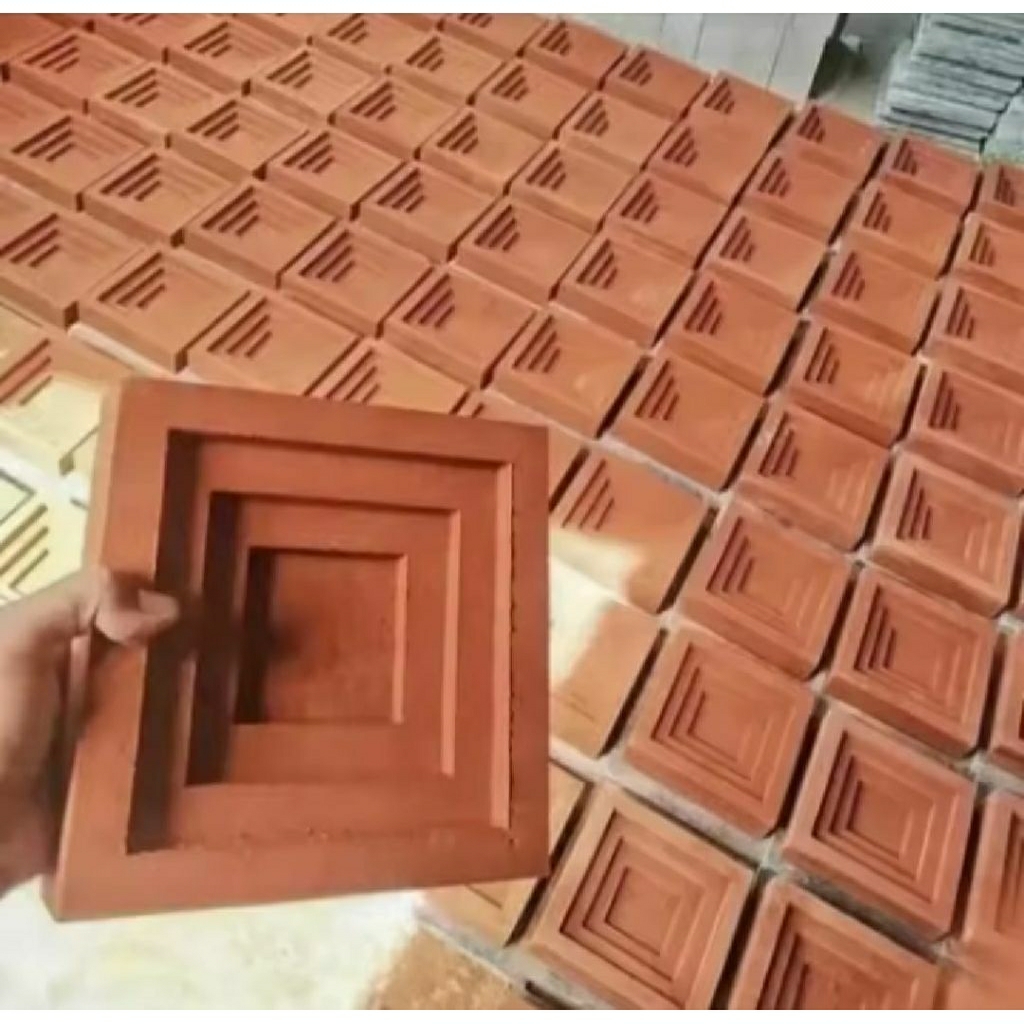 Wallpanel beton 3 Dimensi  Bata tempel moziak   Hiasan dinding Warna merah teracota Varian motif  3D