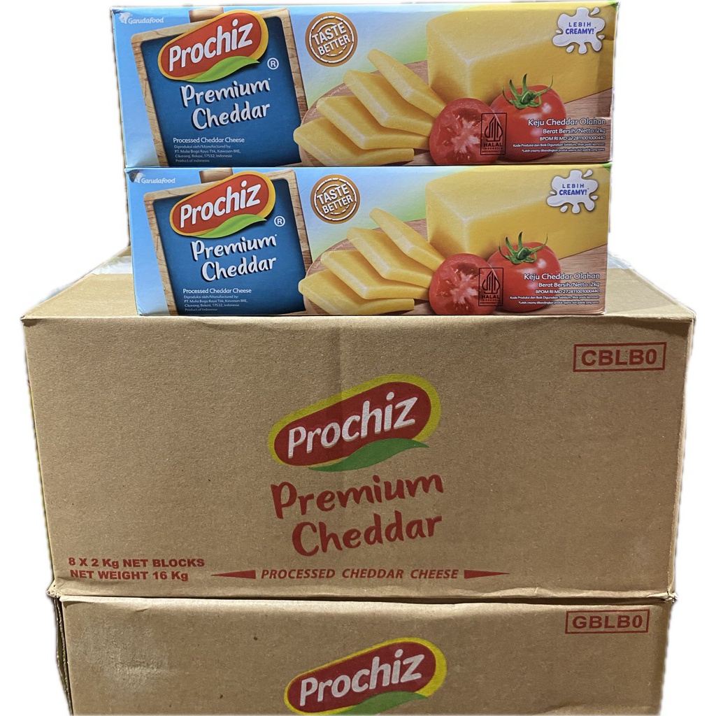 

1 DUS KEJU PROCHIZ PREMIUM CHEDDAR 2KG ( ISI 8 BALOK ).