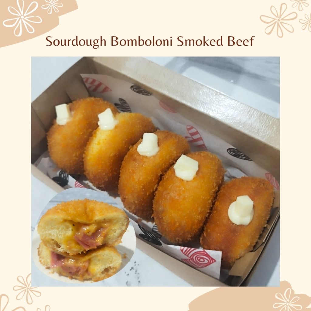 

Donat Bomboloni Sourdough premium rasa Savory isi smoked beef mayonnaise