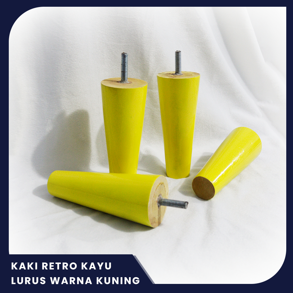 KAKI RETRO KAYU LURUS BAUT WARNA KUNING 15 CM/KAKI SOFA/KAKI LEMARI/FURNITURE