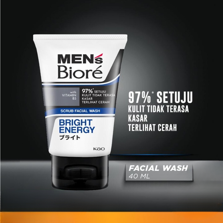 Facial Foam White Energy 40 Gram Biore Mens Double Scrub Pembersih Muka Skincare Pria Vitamin B3