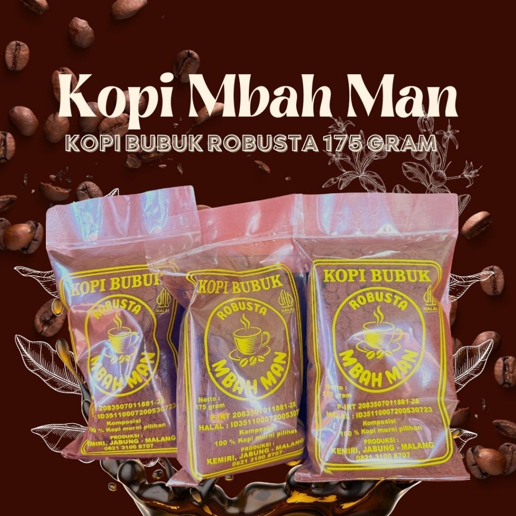 

Kopi Bubuk Robusta Mbah Man 175gr