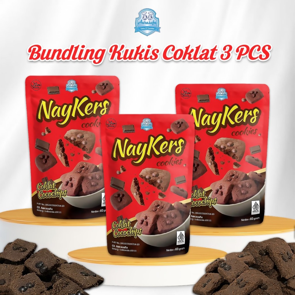 

3pcs Naykers Coklat Cocochip 60gr|Kukis Coklat Cocochip |Camilan Murah, Diet, Kekinian|Aurasufa Food