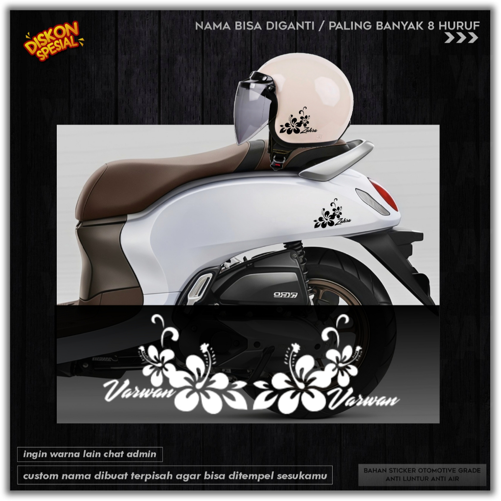 STIKER CUSTOM BUNGA UNTUK BODY MOTOR-HELM-LAPTOP DLL sudah kanan kiri