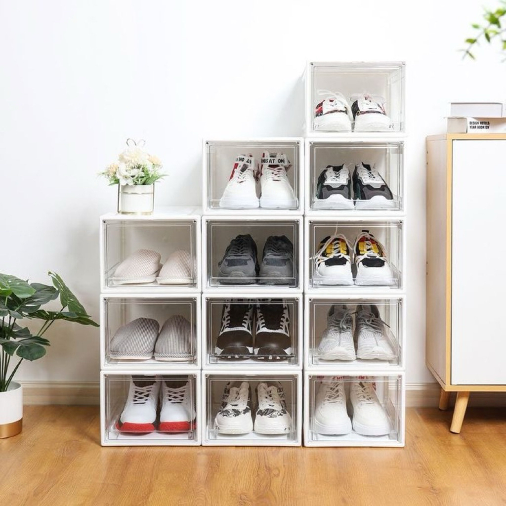 KOTAK SEPATU TRANSPARAN | KOTAK ACRYLIC | RAK SEPATU TAS TRANSPARAN | MAGNETIC SHOE BOX | ACRYLIC SH