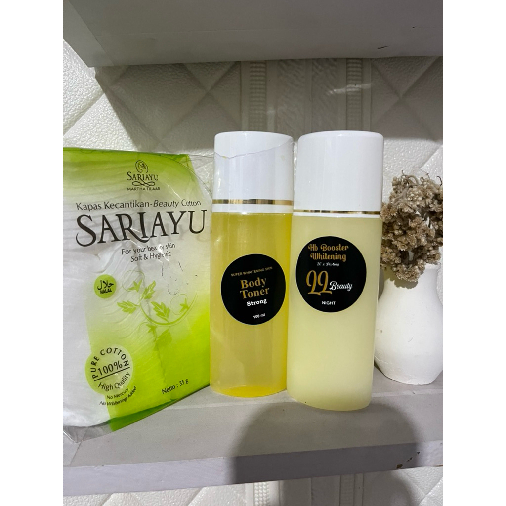 hb booster whaitening dan toner badan strong free kapas