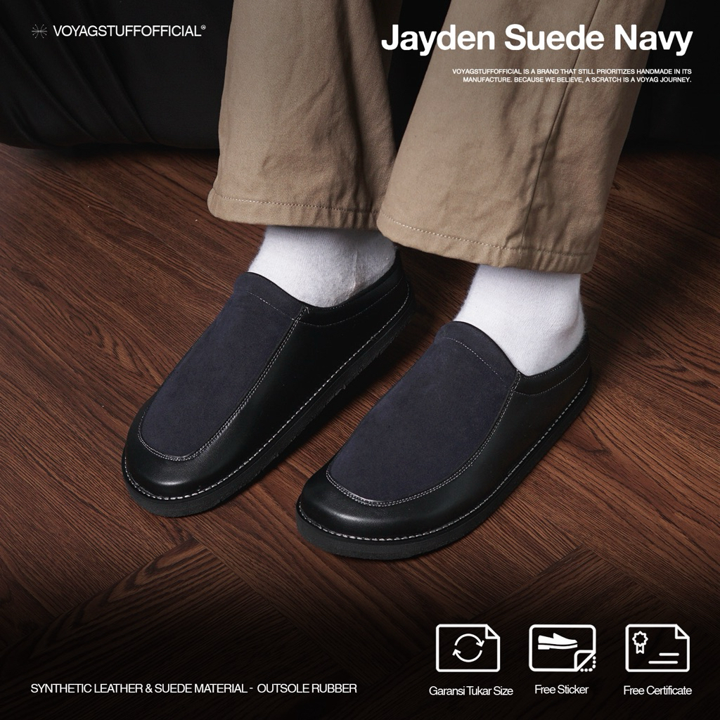 Voyagstuffofficial - Jayden Sandals Suede Navy Pria
