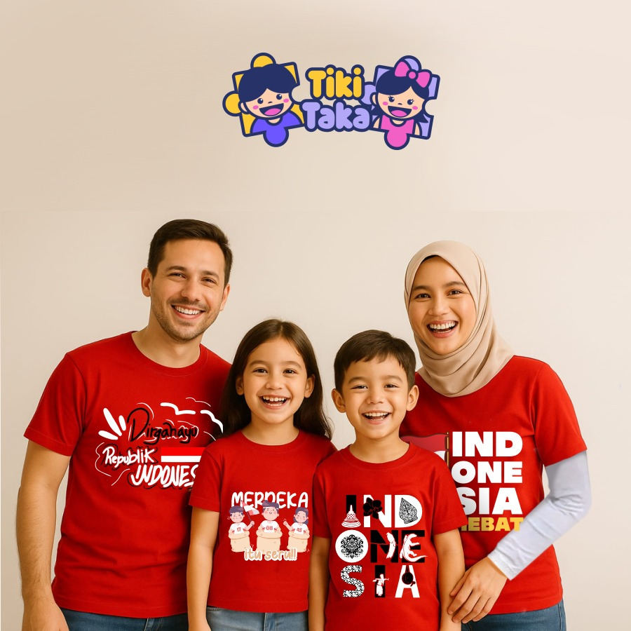 Baju Kaos Couple Keluarga Tema 17 Agustus | Kaos Kemerdekaan Keluarga Indonesia