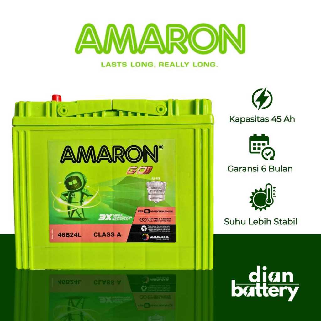 Amaron Go NS60L Aki Mobil Toyota Starlet, Corolla DX, Soluna - 46B24L (45Ah)