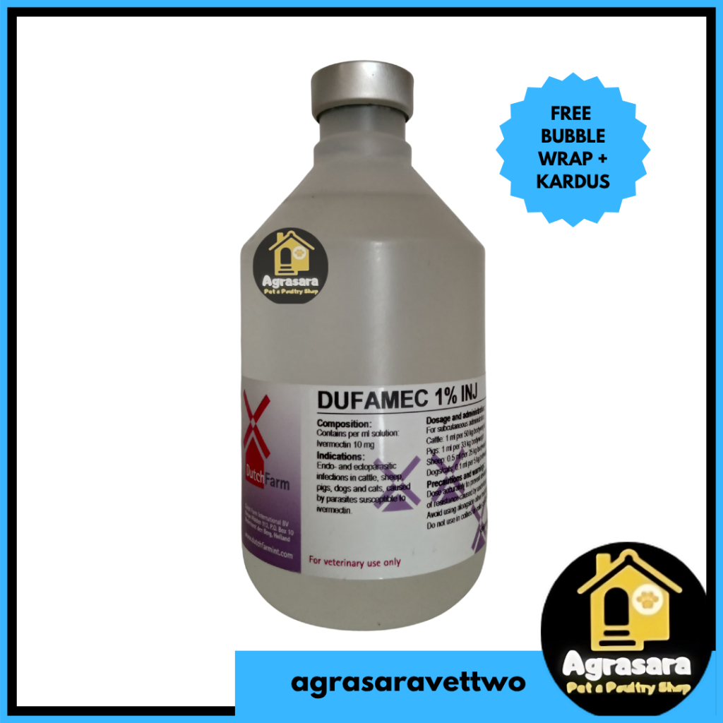 DUFAMEC 1% Injeksi 500 Ml -  LIKE INTERMECTIN INJECT, NOVA MECTIN Obat Cacing Kutu Gudig Scabies Anj