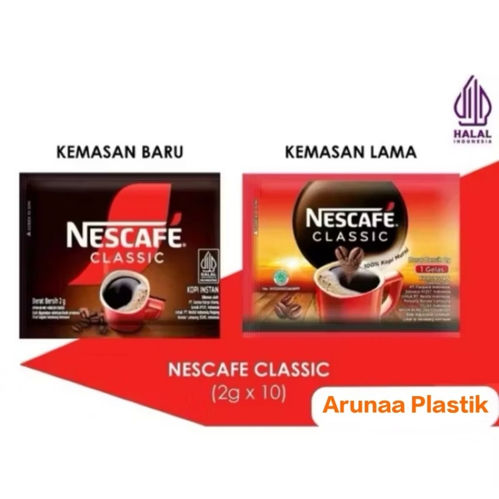 

Kopi nescafe classic sachet 2gram 1pack 1renceng isi 10pcs (10sachet)