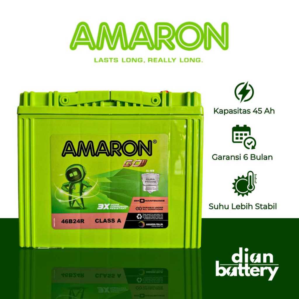 AMARON GO NS60 Aki Mobil Xenia Avanza GrandMax - Aki Kering 46B24R (45Ah)