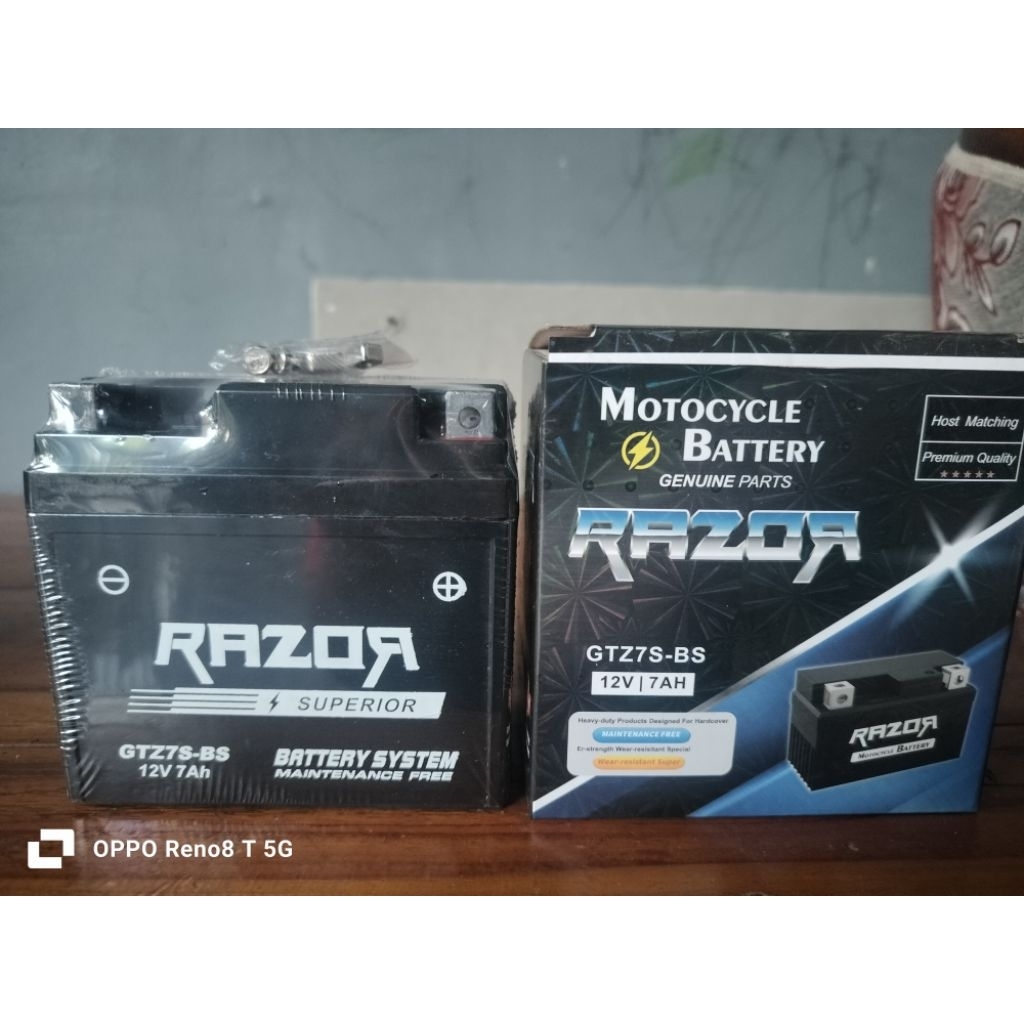 aki gtz 6v gtz 7s motor vario 125 , satria fu merk Razor