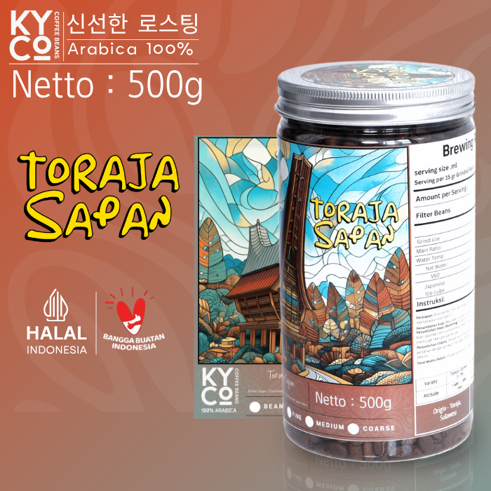 

Biji Kopi Arabika Toraja Sapan 500 gram - Gayo Arabika Semi Wash Grade 1 | Roast Beans | Brewing | Medium Roast | Fillter | Blend Kopi | Kiyowo Coffee Roastery