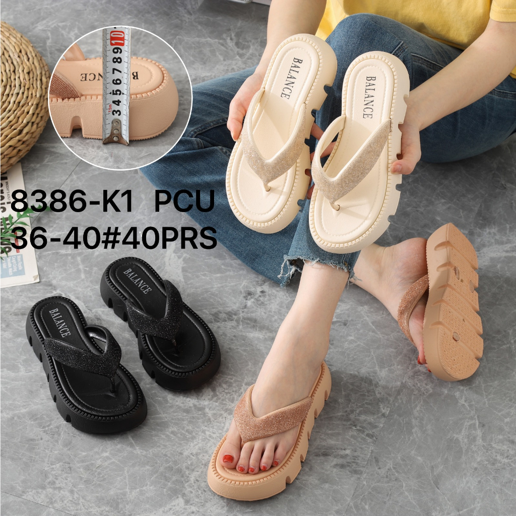Sandal Wedges Jepit Fashion Wanita Kekinian Import 8386-K1