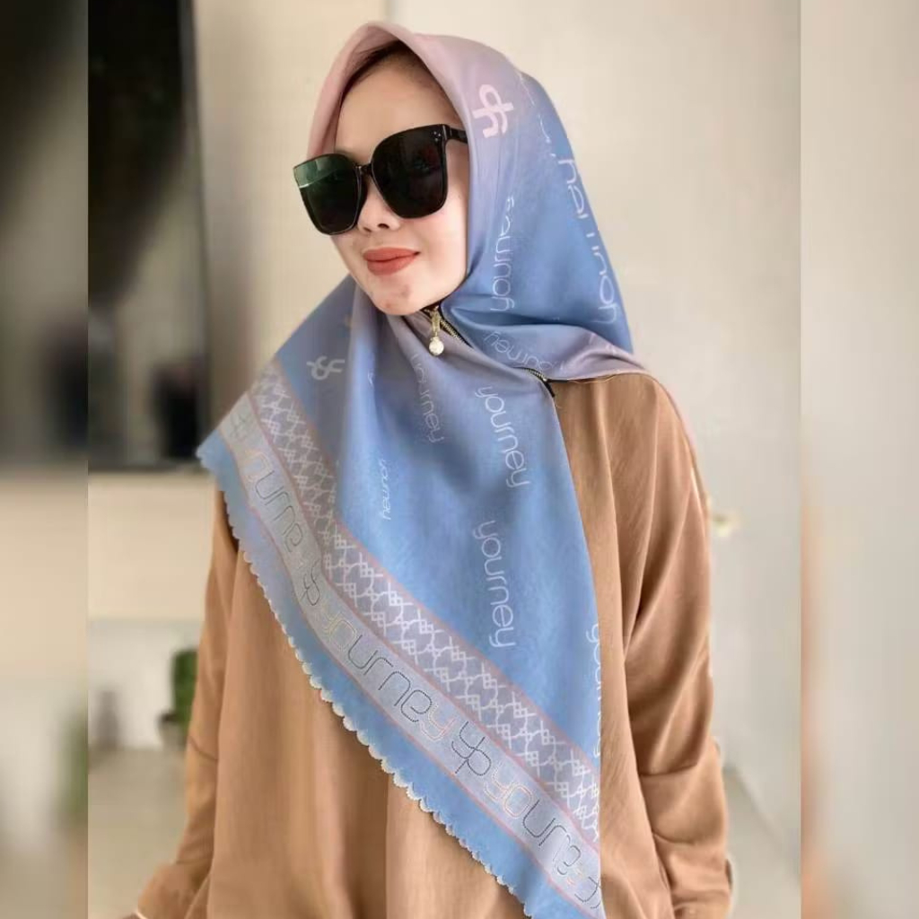 Jilbab Voal Motif Songket Hijab Voal Printing Zipper Sleting