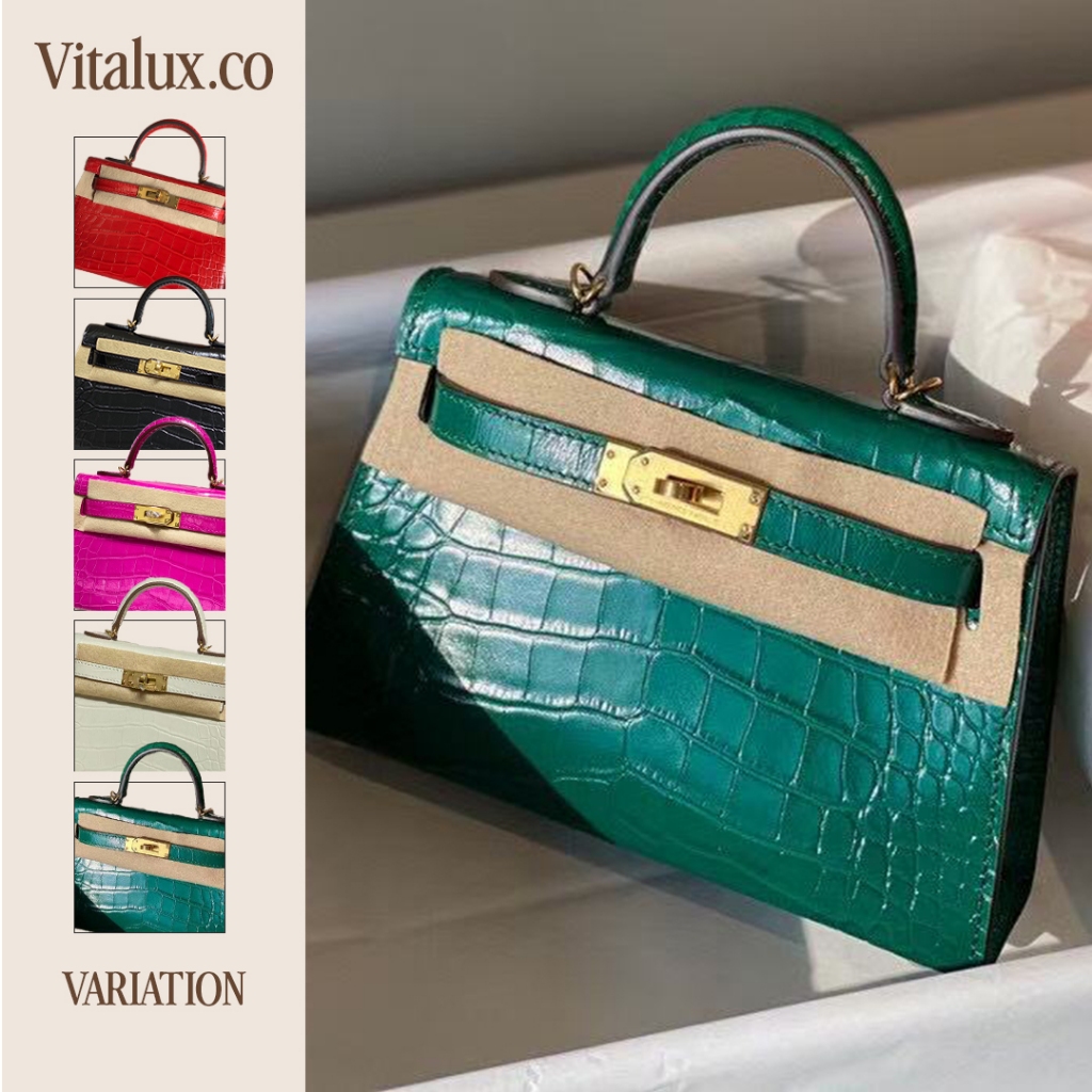 [PO] - Tas Mini Crocodile Wanita Warna Merah H*RMES Mini Kelly 20cm Tas Tangan Wanita Elegan Croco M