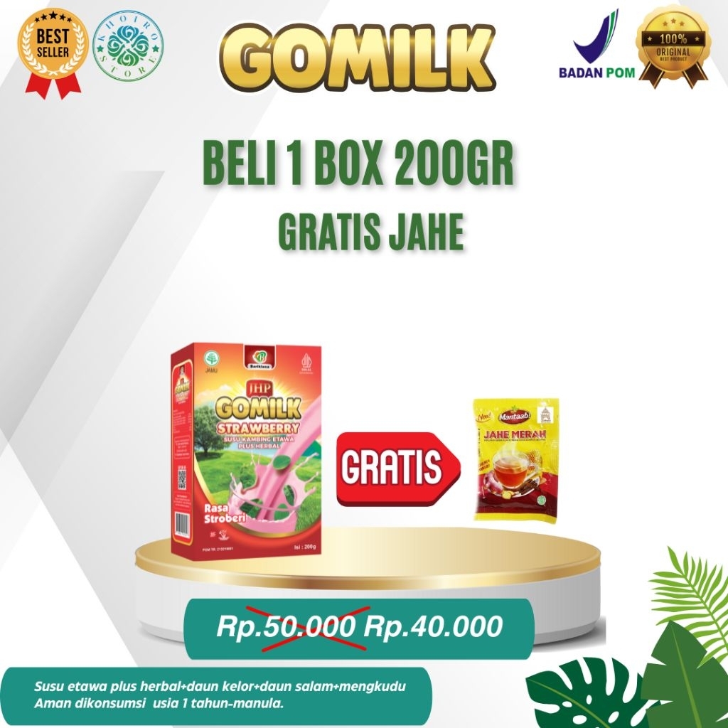 

[ BISA COD + GARANSI ] GOMILK SUSU ETAWA PLUS HERBAL TERBAIK UNTUK BUSUI / BUMIL / ANAK / LANSIA 200g BPOM