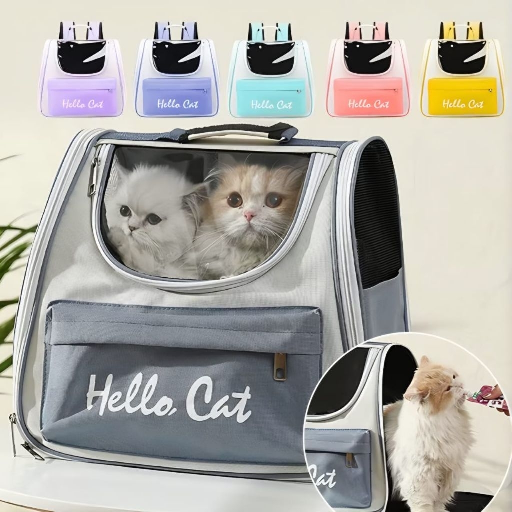 TAS KUCING HELLO CAT - Tas Ransel Kucing Pet Cargo Cat Backpack Tas Travel Kucing UK BESAR