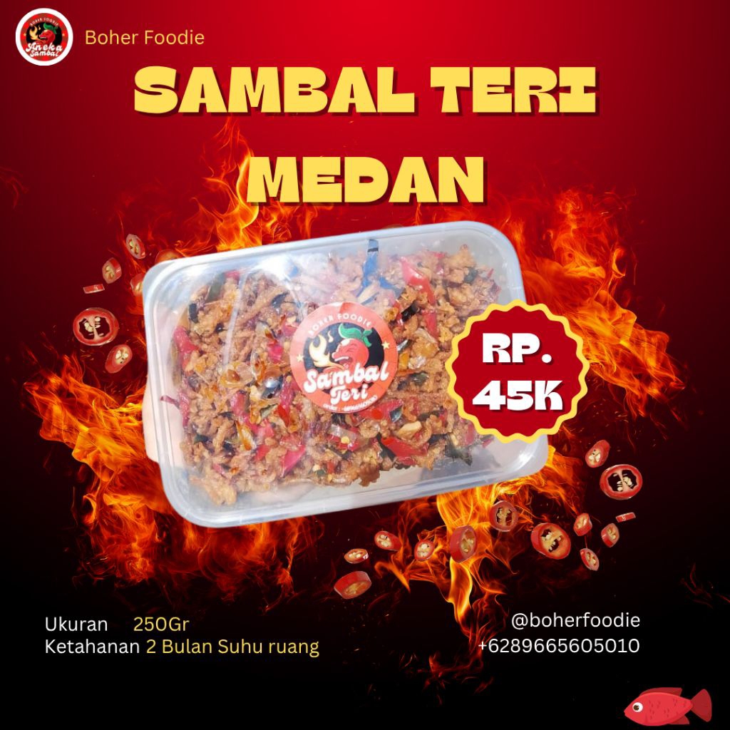 

Boher Foodie | Sambal Kering Teri 250gr, 500gr, 1Kg | Sambal Rumahan Siap Saji Tahan hingga 1 Bulan di Suhu Ruang