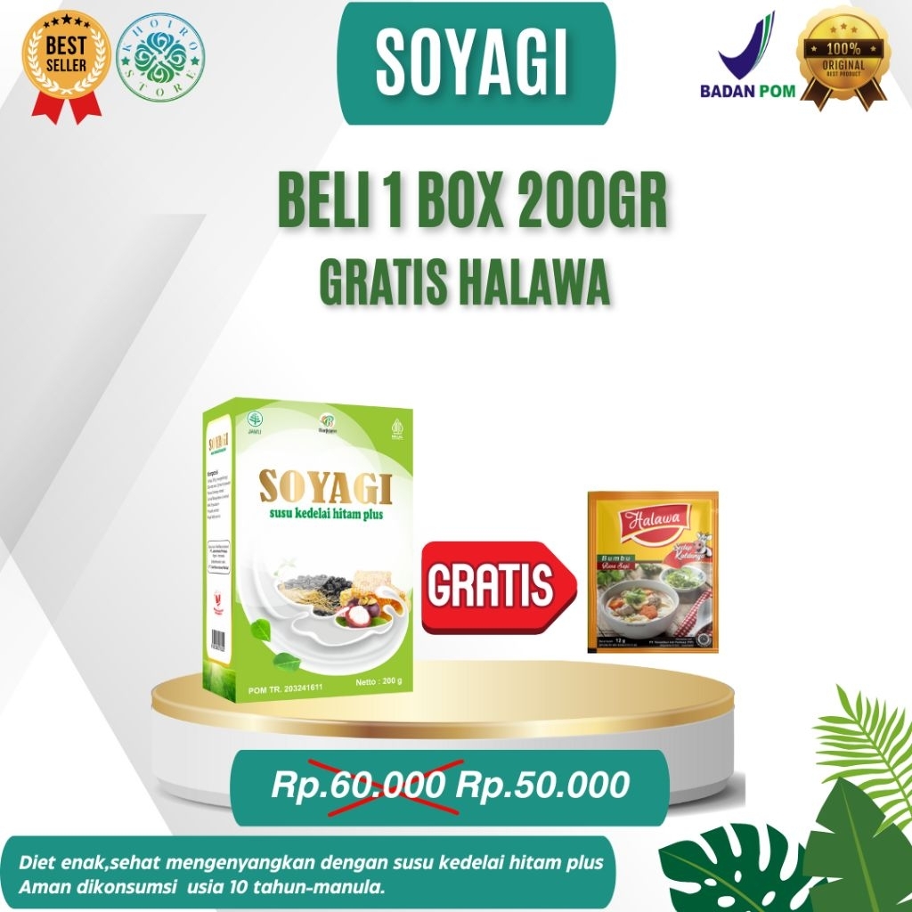 

[FREE HALAWA] [COD + GARANSI] [SOYAGI] Susu Kedelai Rendah Kalori Lemak Diet Efektif Seimbang/ Diet Sehat Ampuh / Lancar Menstruasi 200gr BPOM