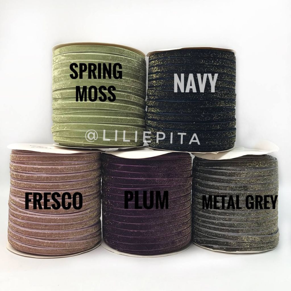 

10 YARD - 3.8 CM | VELVET GLITER GOLD/ VELVET GLITER HALUS GOLD/ BLUDRU GLITER GOLD