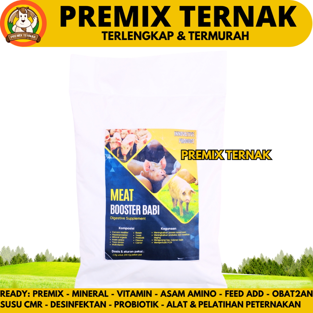 MEAT BOOSTER BABI 1 KG - Premix Babi Pemacu Pertumbuhan Penggemukan & Karkas Modifier